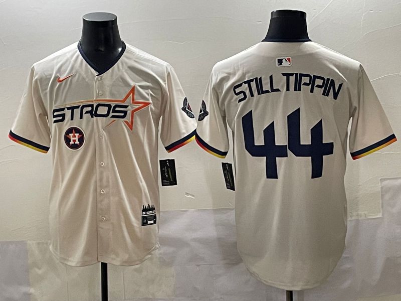 Men 2025 Houston Astros 44 Still Tippin Cream Three generations Joint Name Nike MLB Jersey style 8